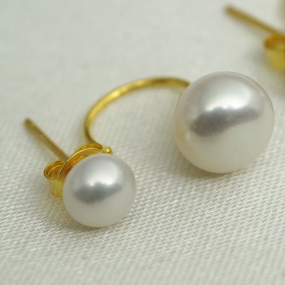 ✨Behind-the-Ear Double Drop Pearl Earrings – Elegant Minimalist Jewelry✨ - Picture 4 of 8